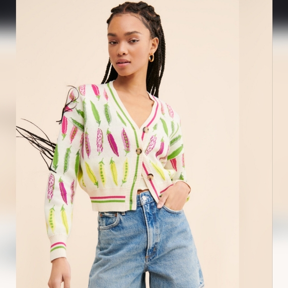 Rachel Antonoff Sweaters - Rachel Antonoff Whimsical Vegetable Print Cardigan L